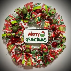 Grinch Christmas wreath, large 20” wreath